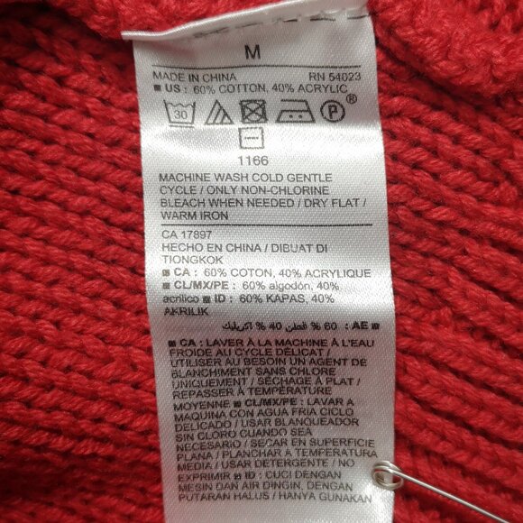 Old Navy Ladies Size Medium Robbie Red Round Neck Cable Stitch Sweater - Picture 5 of 9